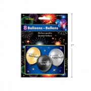 NEW YEARS EVE BALLOONS PK6 30CM