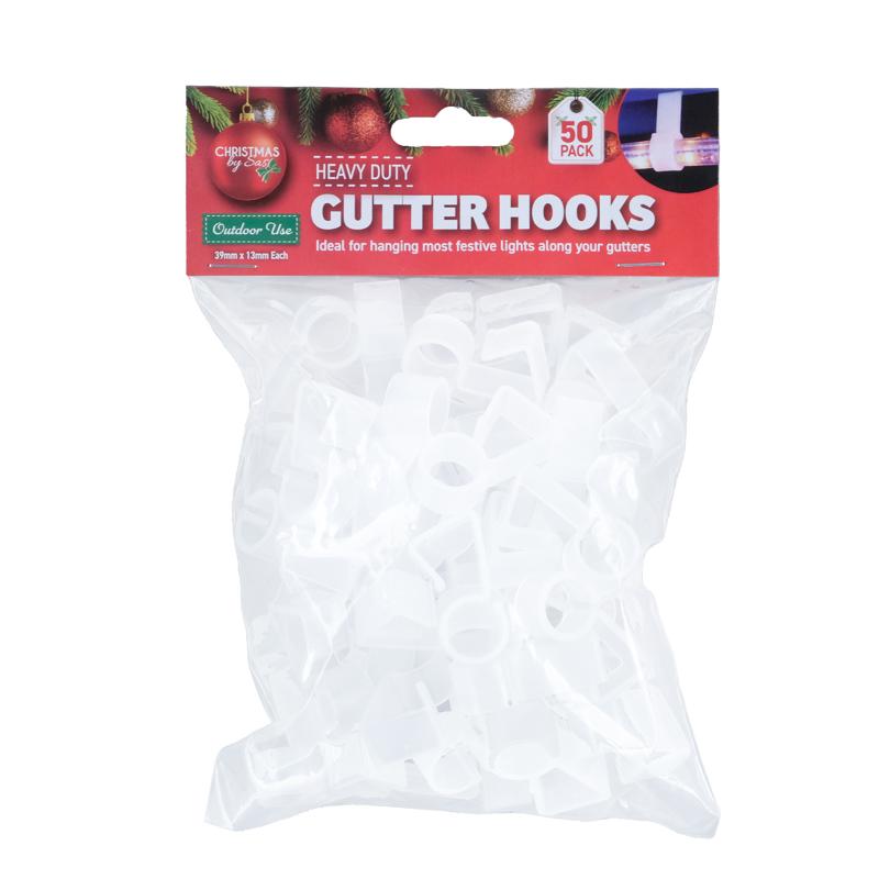 GUTTER HOOKS ROPE LIGHT 50PK CLEAR
