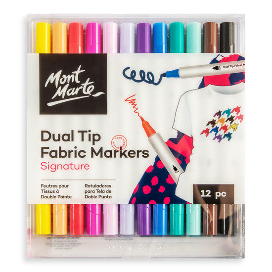 FABRIC MARKERS DUAL TIP 12PC