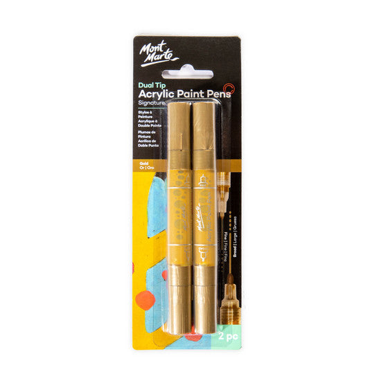 ACRYLIC PAINT PENS DUAL TIP GOLD 2PC