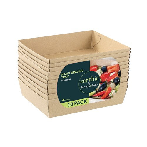FOOD SERVING TRAY KRAFT 23X17X5CM 10PK
