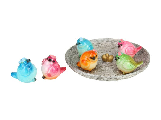 BIRD MARBLE W/FLOWERS AST 6CM