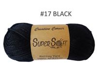 KNITTING YARN SUPER SOFT 8PLY BLACK