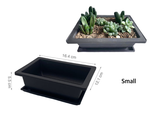 PLANTER POT W/TRAY RECT 29X21CM