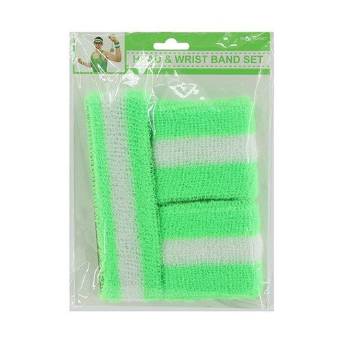 WRISTBAND 2PK & HEADBAND GREEN