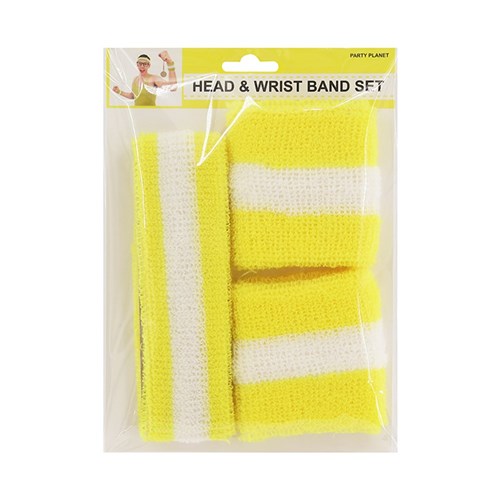 WRISTBAND 2PK & HEADBAND YELLOW