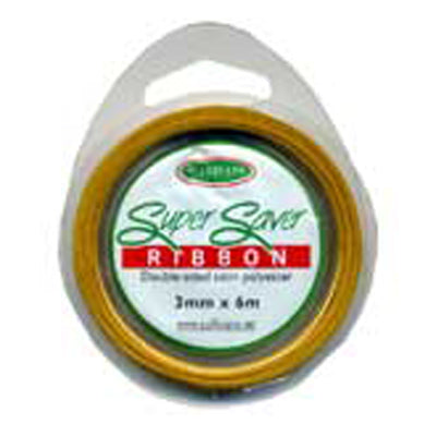RIBBON SUPER SAVER 3MM X 6M GOLD