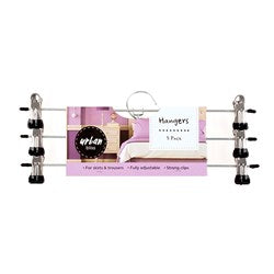 COAT HANGER METAL W/3 CLIPS PK3