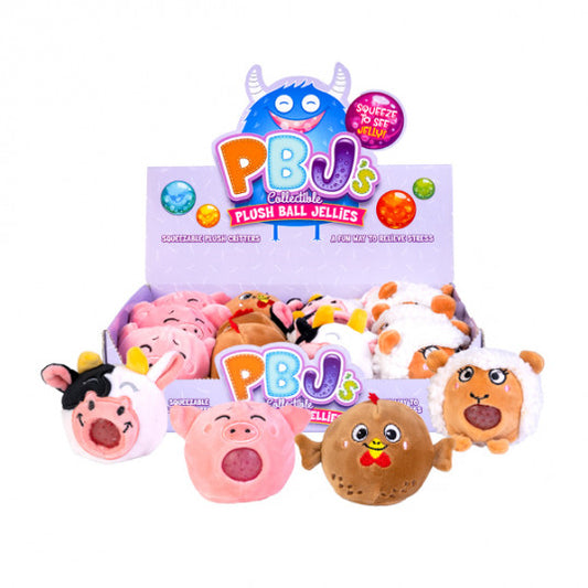 PLUSH BALL JELLIES FARM ANIMALS ASST
