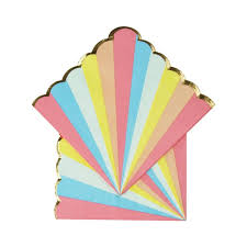 NAPKINS CANDY STRIPE W/GOLD EDGE PK16
