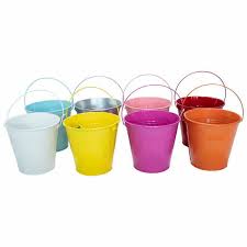 TIN BUCKET MINI YELLOW 14X9X12CM