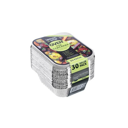FOIL CONTAINER W/LID 14X12X4.5CM 30PK
