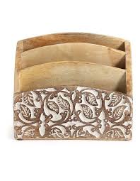 LETTER HOLDER WOODEN HAND CARVED
