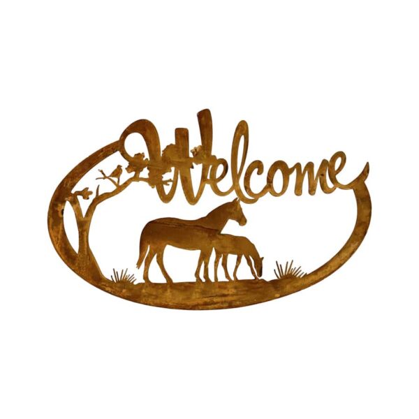 WELCOME W/HORSES WALL ART