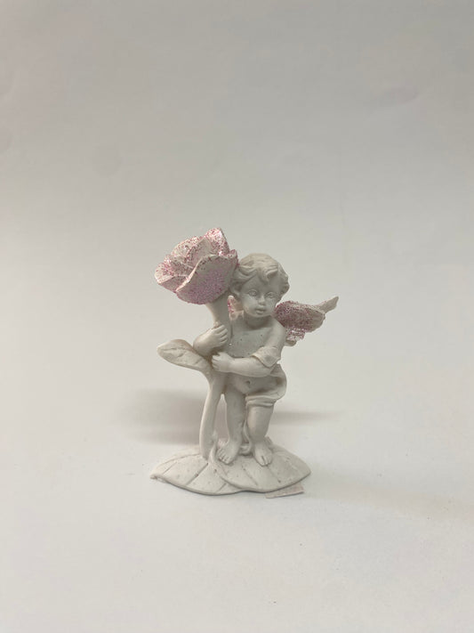 CHERUB STANDING W/PINK GLITTER 8CM ASST