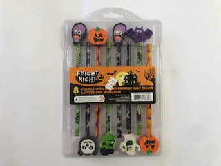 HALLOWEEN PENCILS W/ERASER 8PK