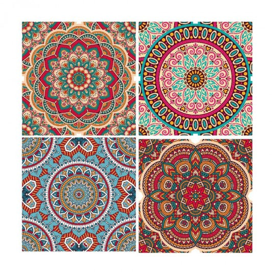 COASTERS SQR MANDALA PK4 10CM