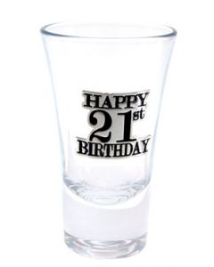 SHOT GLASS 21ST BADGE BLACK
