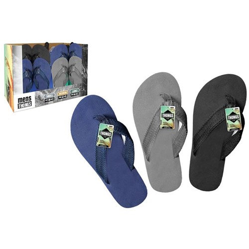 THONGS MENS W/FABRIC STRAP ASST