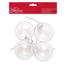 XMAS BAUBLE CLEAR PLASTIC 60MM 4PK