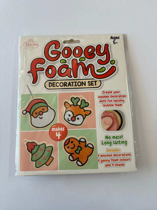 XMAS WOODEN GOOEY FOAM DECO KIT 4PK