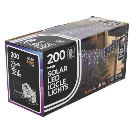 SOLAR ICICLE LIGHTS 200PC WHITE