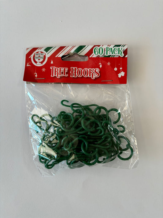 XMAS TREE HOOKS PK60 CLEAR GREEN