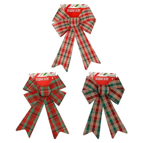 XMAS BOW TARTAN 23X38CM