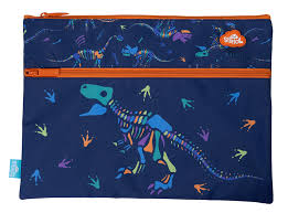 PENCIL CASE A4 TWIN ZIP DINO BONES