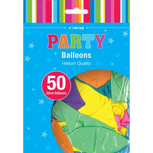 BALLOONS 50PK 30CM ASST PEARL