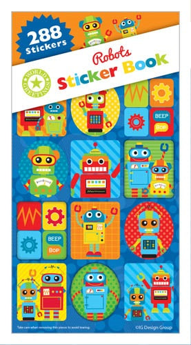 STICKER BOOK 288C ROBOTS