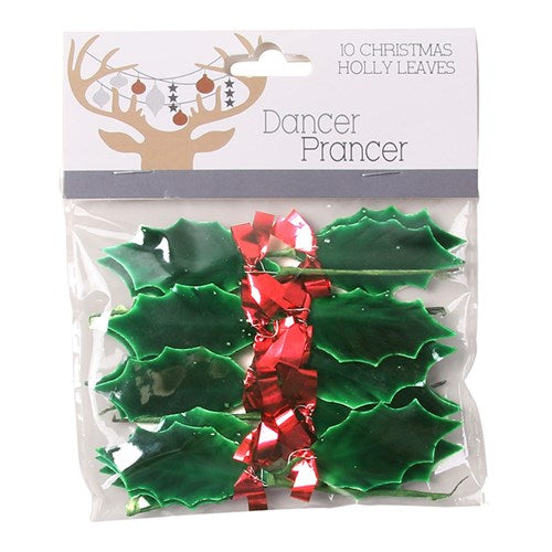 XMAS HOLLY LEAVES 10PK