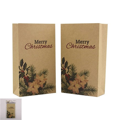 MERRY XMAS KRAFT LOOT BAGS 6PC