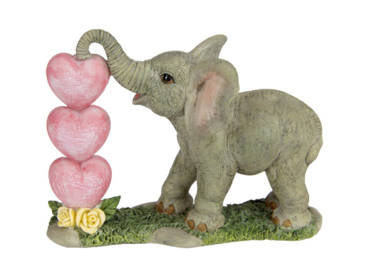 ELEPHANT W/3 HEARTS 11.5CM