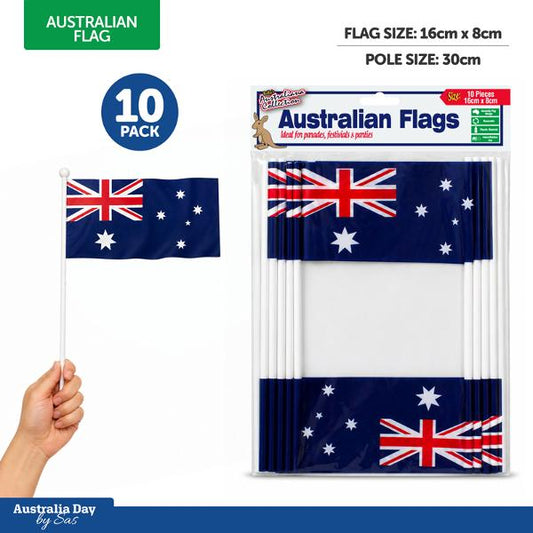 AUSTRALIAN FLAGS 10PK 16X8CM