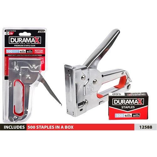 STAPLE GUN W/500 STAPLES 6X8MM