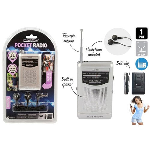 RADIO POCKET W/SPEAKER & EARPHONE