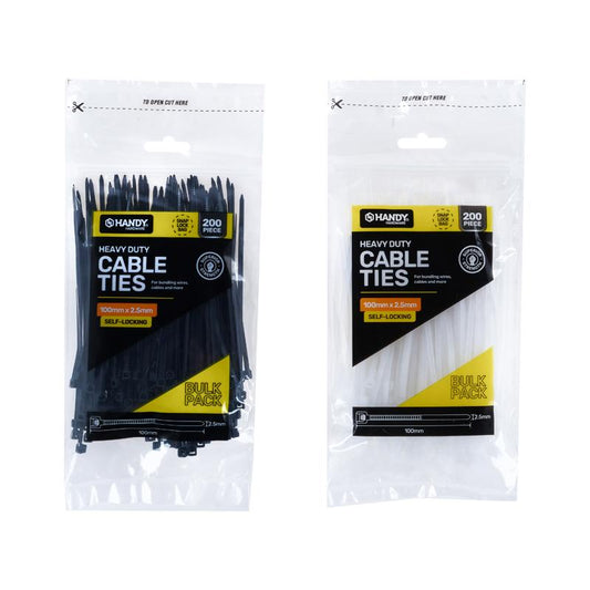 CABLE TIES BLK/WHT 100X2.5MM 200PC