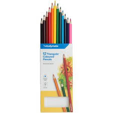 PENCILS CLRD TRIANGULAR 12PC