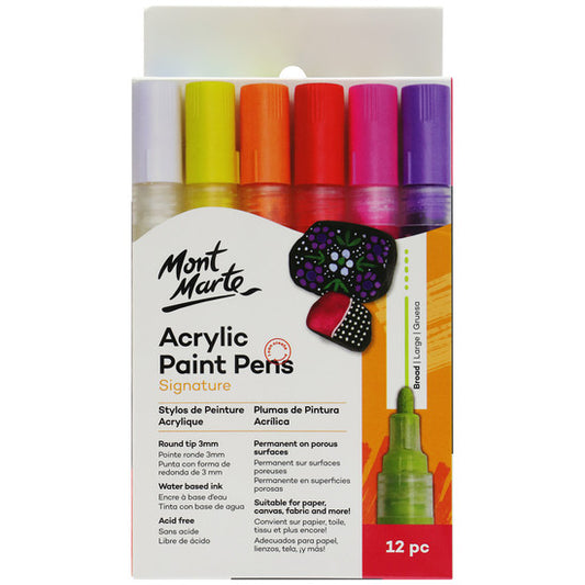 ACRYLIC PAINT PENS BROAD TIP 12PC