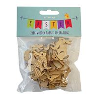 EASTER DEC WOODEN RABBIT 24PK ASST