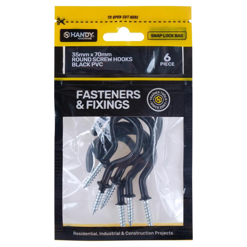HOOKS SCREW BLACK 35X70MM