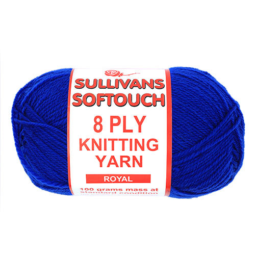 KNITTING YARN SOFTOUCH 8PLY 100G ROYAL