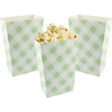 POPCORN BOX GREEN GINGHAM