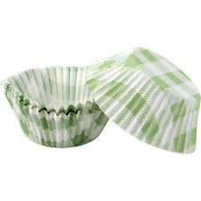 CUPCAKE CUPS GREEN GINGHAM
