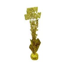 TABLE CENTREPIECE GOLD HAPPY B'DAY