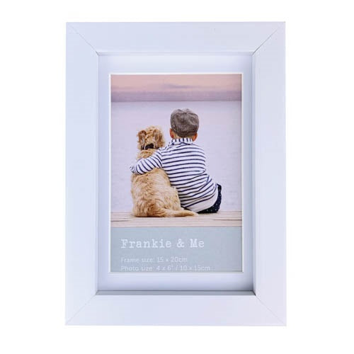 PHOTO FRAME WOOD BORDER WHITE 4X6