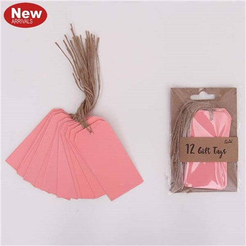 GIFT TAGS CORAL PINK 12PC