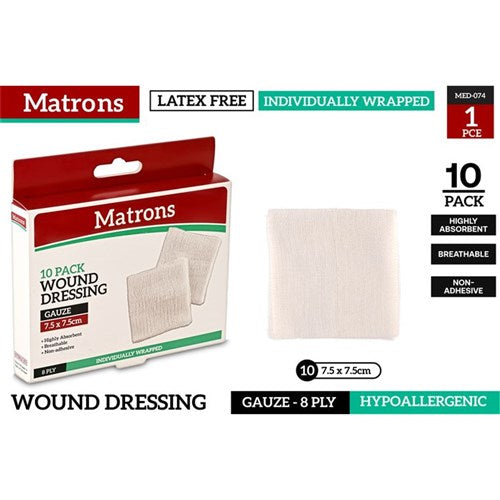 GAUZE PAD STERILE 7.5X7.5CM 10PC