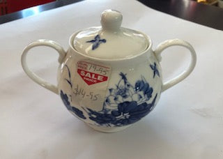 SUGAR BOWL WHT W/ BLUE PRINT CHINA